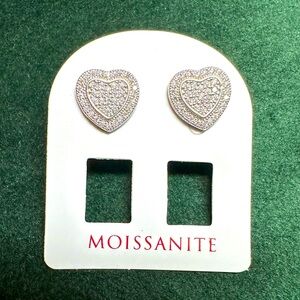 Sterling Silver Moissanite heart stud earrings